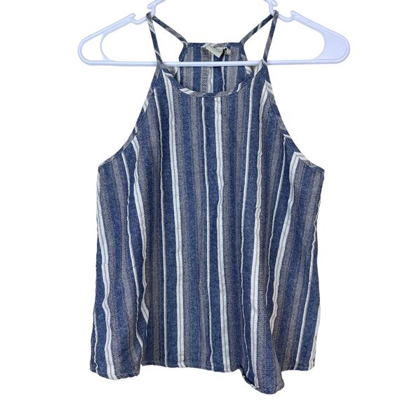 Paper Crane Women’s Sz: M Striped Linen Blend Spaghetti Strap Tank Top Blouse - Picture 1 of 9